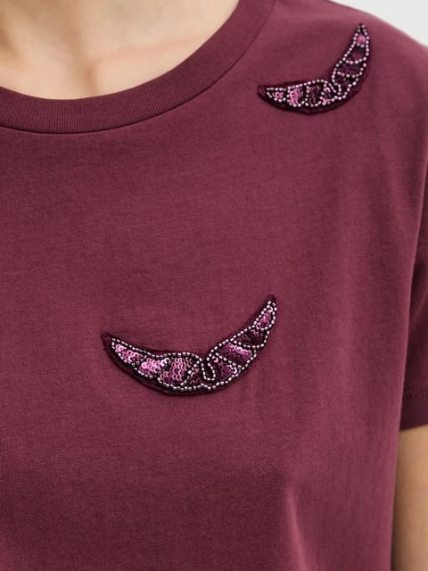 ZADIG&VOLTAIRE t-shirt bawełniany damski kolor bordowy JWTS02821