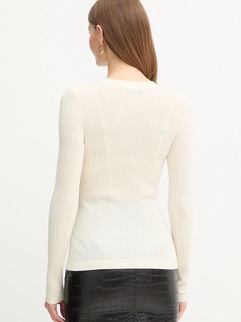 Elisabetta Franchi kardigan z dodatkiem wełny damski kolor beżowy lekki MK33S57E2