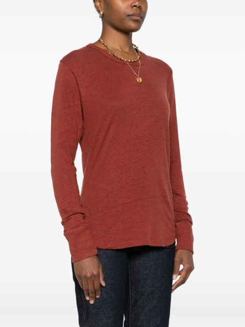 MARANT ÉTOILE long-sleeve linen t-shirt - Brown