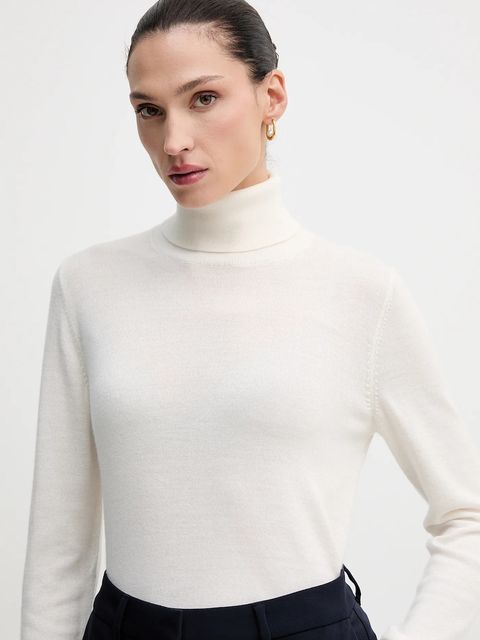 Sisley sweter damski kolor beżowy lekki z golfem 11BAM201C - zdjęcie produktu nr 2