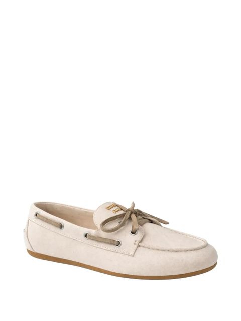 Miu Miu logo-embroidered lace-up loafers - Neutrals - zdjęcie produktu nr 2