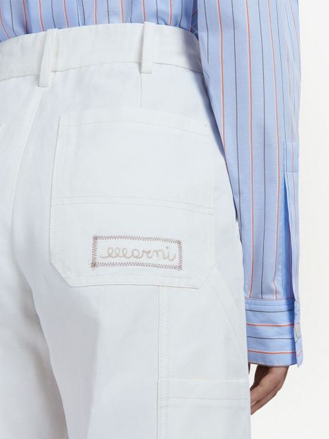 Marni embroidered-logo straight-leg trousers - Pink