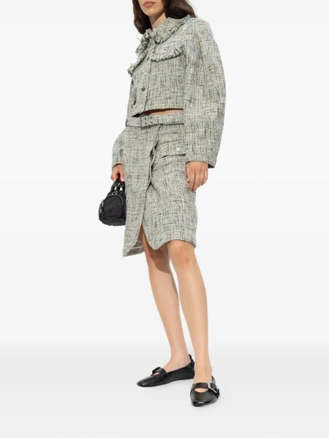 GANNI belted tweed mini skirt - Neutrals - zdjęcie produktu nr 2