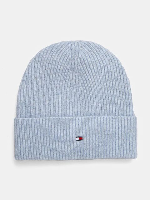 Tommy Hilfiger czapka z domieszką wełny kolor niebieski z cienkiej dzianiny AW0AW16633