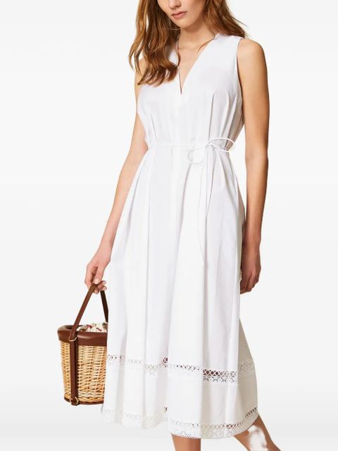 TWINSET lace-trimmed V-neck midi dress - White