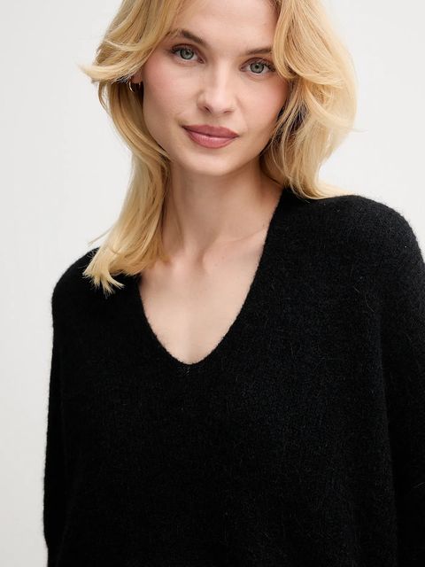 Mos Mosh sweter wełniany damski kolor czarny