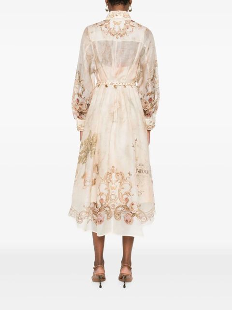 ZIMMERMANN floral-print buttoned midi dress - Neutrals