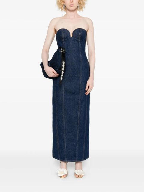 Magda Butrym strapless denim midi dress - Blue