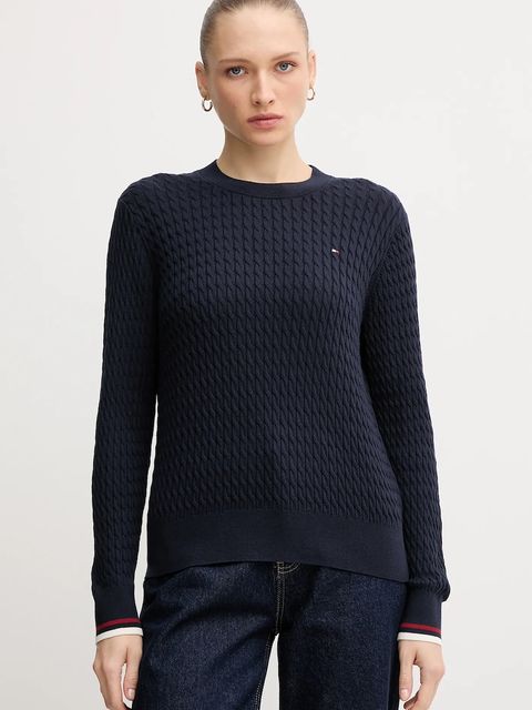 Tommy Hilfiger sweter bawełniany kolor granatowy lekki WW0WW44993 - zdjęcie produktu nr 1