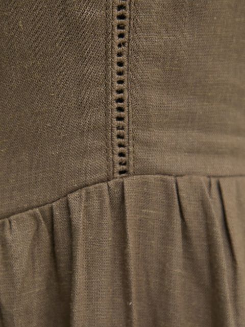 Answear.LAB sukienka z lnem kolor zielony maxi rozkloszowana