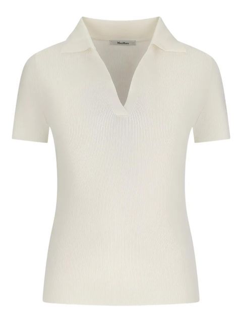 Max Mara V-neck ribbed top - Neutrals - zdjęcie produktu nr 1