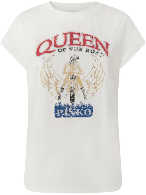 PINKO Queen Of The Road-print T-shirt - White - zdjęcie produktu nr 1