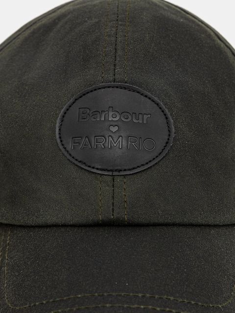 Barbour czapka z daszkiem x Farm Rio kolor zielony LHA0596