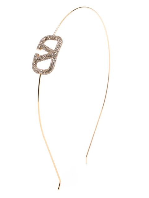 Valentino Garavani VLogo crystal-embellished headband - Gold
