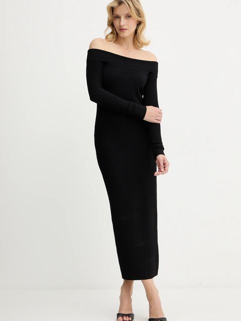 Armani Exchange sukienka kolor czarny midi dopasowana XW001313 AF10352 - zdjęcie produktu nr 2