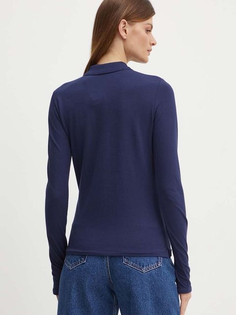 Polo Ralph Lauren koszula damska kolor granatowy slim z kołnierzykiem klasycznym 211941176