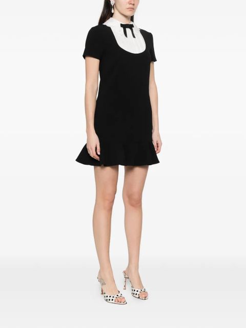 Self-Portrait ruffled bow-embellishment mini dress - Black