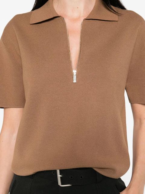 Max Mara zip-neck short-sleeve top - Brown