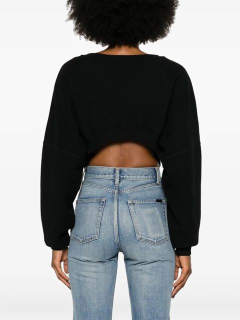 Saint Laurent cropped cotton sweatshirt - Black