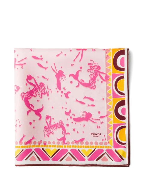 Prada printed silk twill scarf 55 x 55 cm - Pink - zdjęcie produktu nr 1