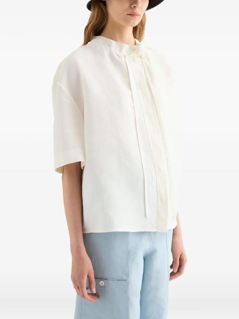 Jil Sander drawstring collar short-sleeve blouse - White - zdjęcie produktu nr 2