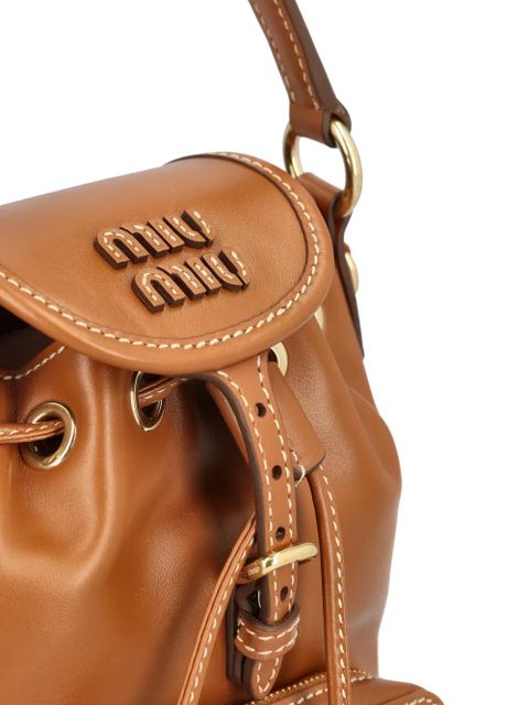 Miu Miu logo top-handle backpack - Brown