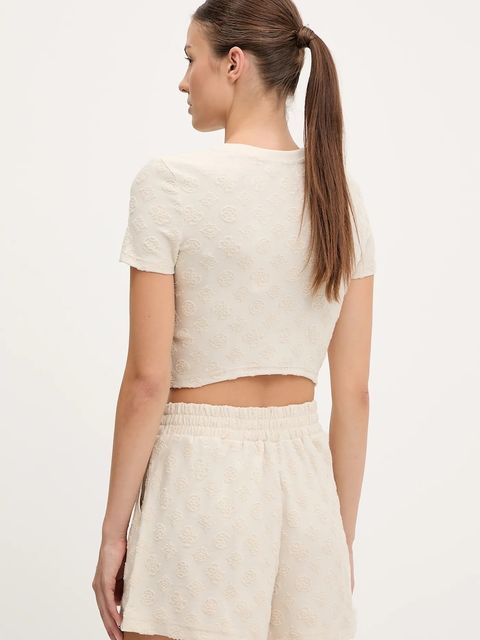 Guess t-shirt PEONY damski kolor beżowy V5GP21 KCT02