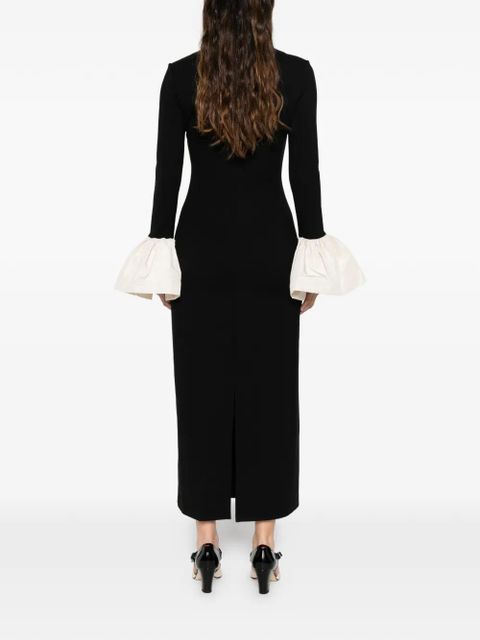 STAUD Hawthorne ruffled-cuff maxi dress - Black