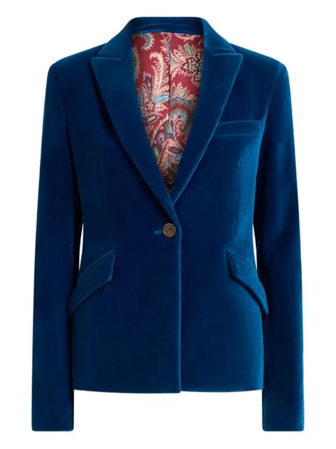 ETRO single-breasted velvet blazer - Blue - zdjęcie produktu nr 1