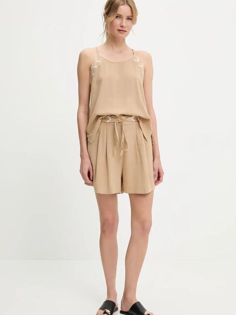 Answear.LAB bluzka i szorty z lnem damski kolor beżowy