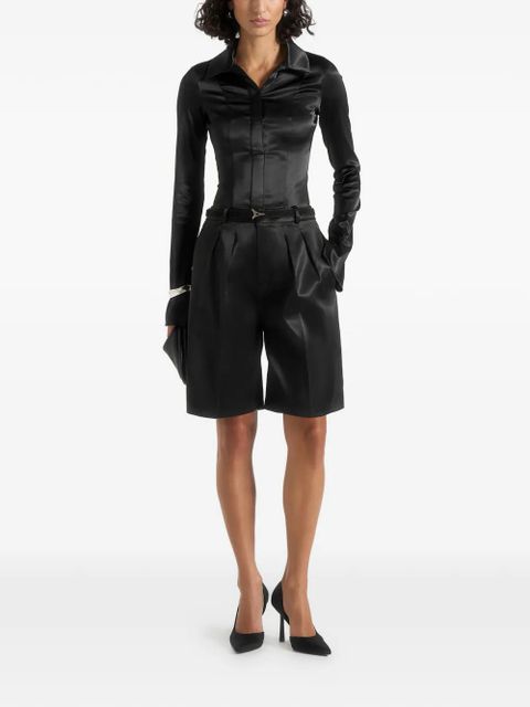 Manière De Voir Lorette pleated satin tailored shorts - Black - zdjęcie produktu nr 2