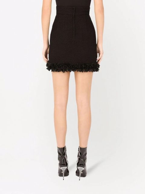 Dolce & Gabbana frayed bouclé miniskirt - Black
