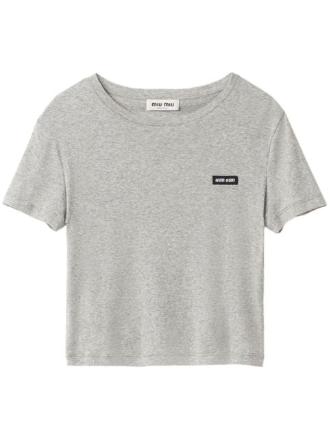 Miu Miu logo-patch T-shirt - Grey - zdjęcie produktu nr 1