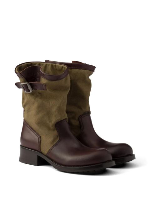 Prada leather and canvas boots - Brown - zdjęcie produktu nr 2