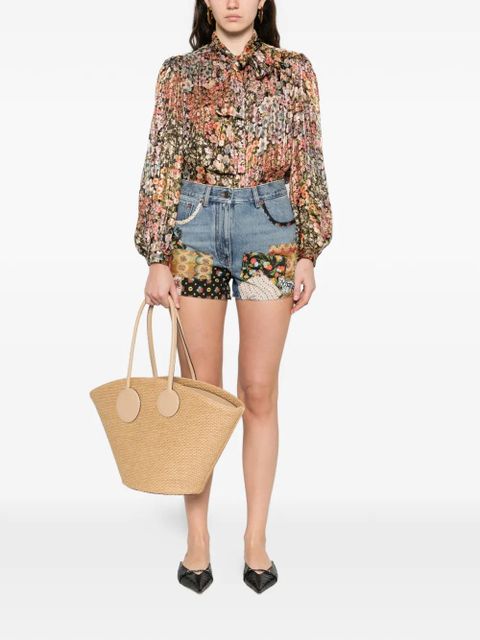 Valentino Garavani patchwork beaded-appliqué denim shorts - Blue - zdjęcie produktu nr 2