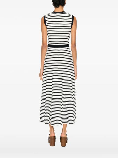 Maje striped-pattern button-fastening maxi dress - White