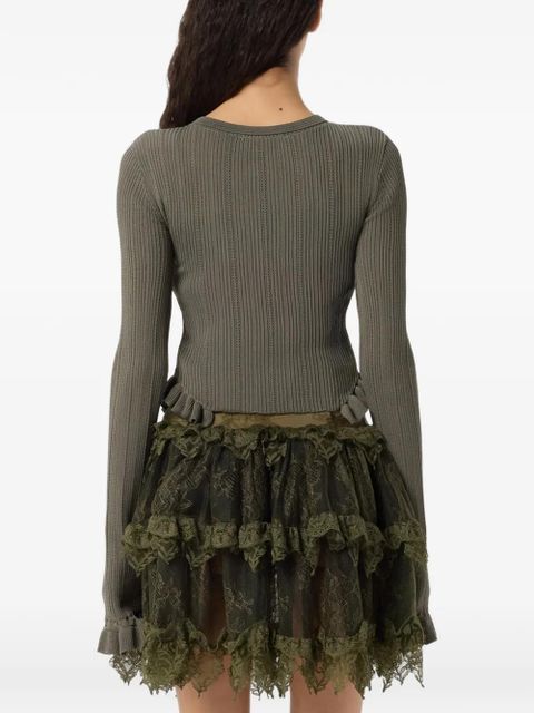 Blumarine butterfly ribbed cardigan - Green