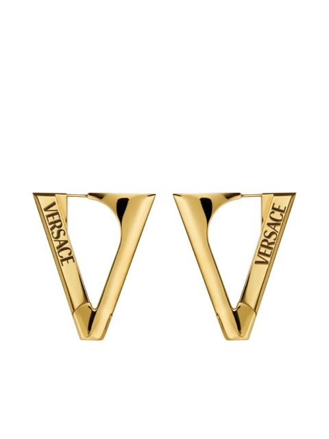Versace triangle logo-detail earrings - Gold