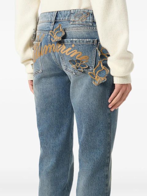Blumarine embroidered flared jeans - Blue