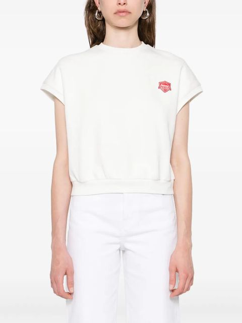 Maje logo-embroidered cropped sweatshirt - White