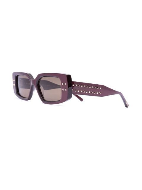VALENTINO GARAVANI EYEWEAR Rockstud rectangle frame sunglasses - Red