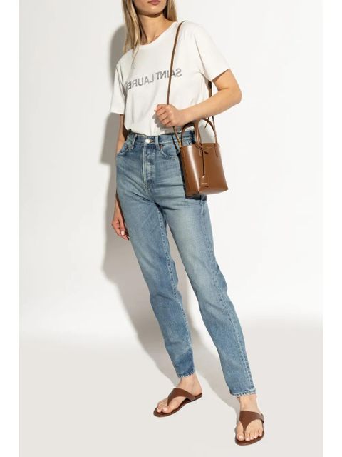 Saint Laurent leather thong slides - Brown