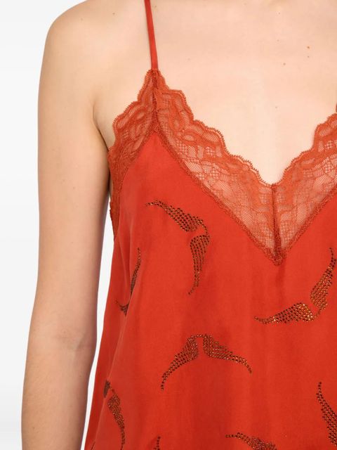 Zadig&Voltaire Christy lace strass top - Orange