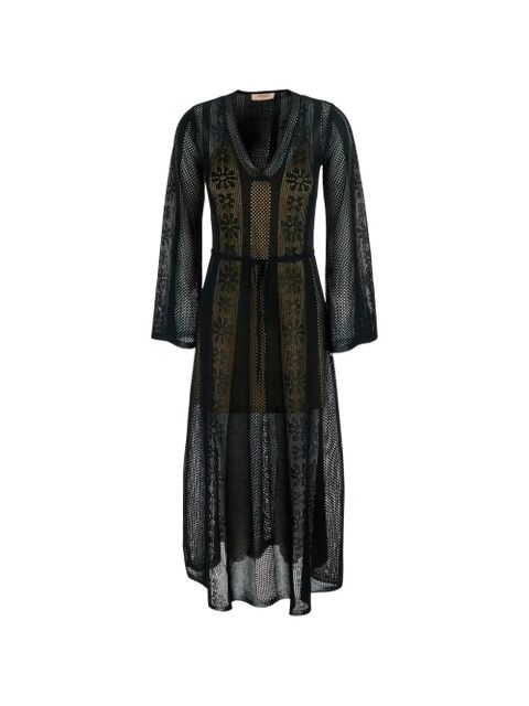 TWINSET open-knit floral-lace dress - Black - zdjęcie produktu nr 1