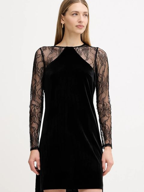 Liu Jo sukienka welurowa kolor czarny mini dopasowana MF5466 J4952 - zdjęcie produktu nr 1