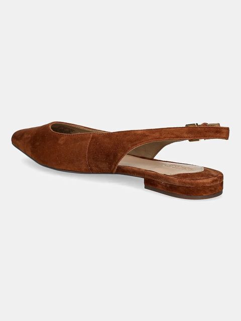 Lauren Ralph Lauren baleriny zamszowe Londyn Slbck kolor brązowy z odkrytą piętą 802967746002