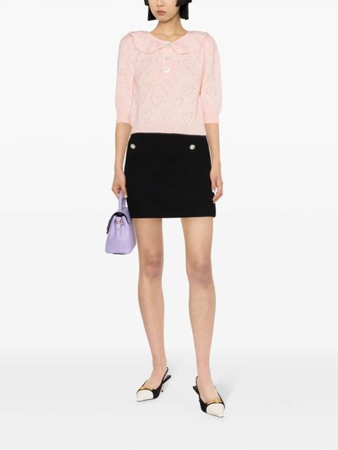 Alessandra Rich crystal-embellished cropped blouse - Pink - zdjęcie produktu nr 2
