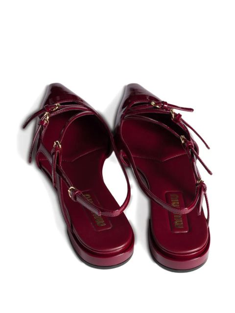 Miu Miu patent-leather slingback flat pumps - Red - zdjęcie produktu nr 2