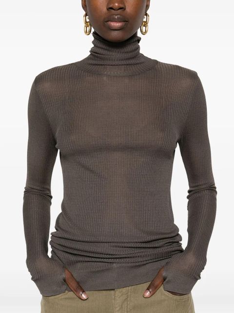 LEMAIRE fine-ribbed sweater - Brown