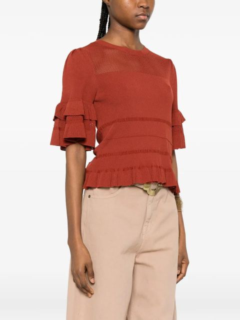 TWINSET ruffled knitted top - Brown